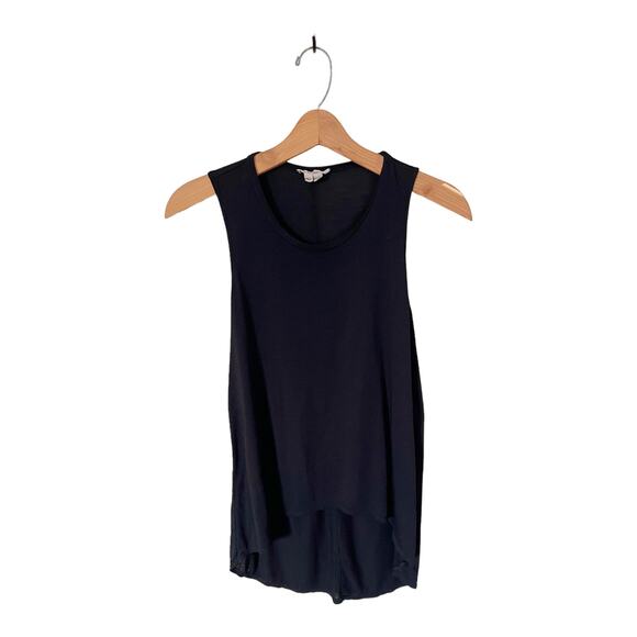 HELMUT LANG Black Asymmetrical Blouse Scoop Neck Sleeveless Tank Top Small EUC - Picture 9 of 9